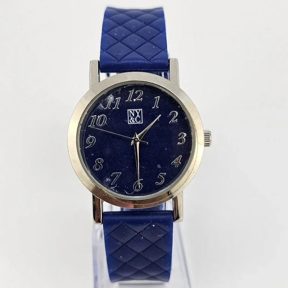NY &‎ C Women's Watch 35MM Blue Dial Blue Plastic Bands New Battery